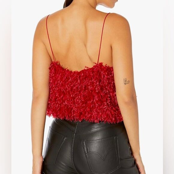 Show Me Your Mumu red fuzzy plush crop top red size small - Picture 2 of 6